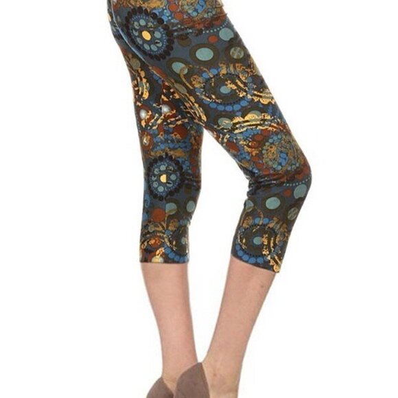 PAISLEY and Mandalas Print Teal Green Color Capri Size 2-10 NWT - Picture 4 of 4